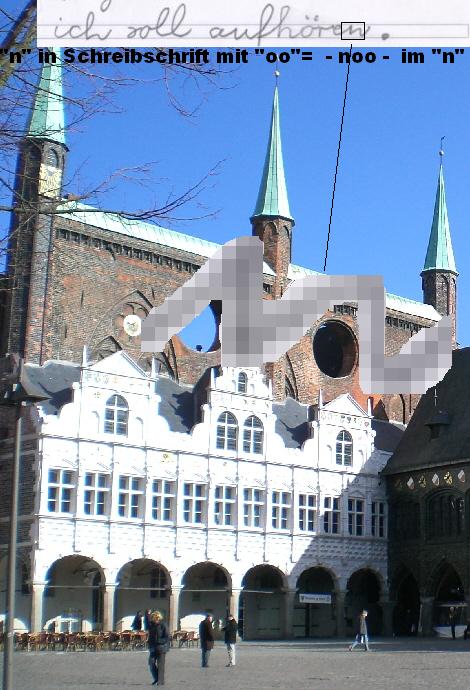 - noo - Das Lübecker Rathaus mit den wichtigen Schreischrift-Zeichen